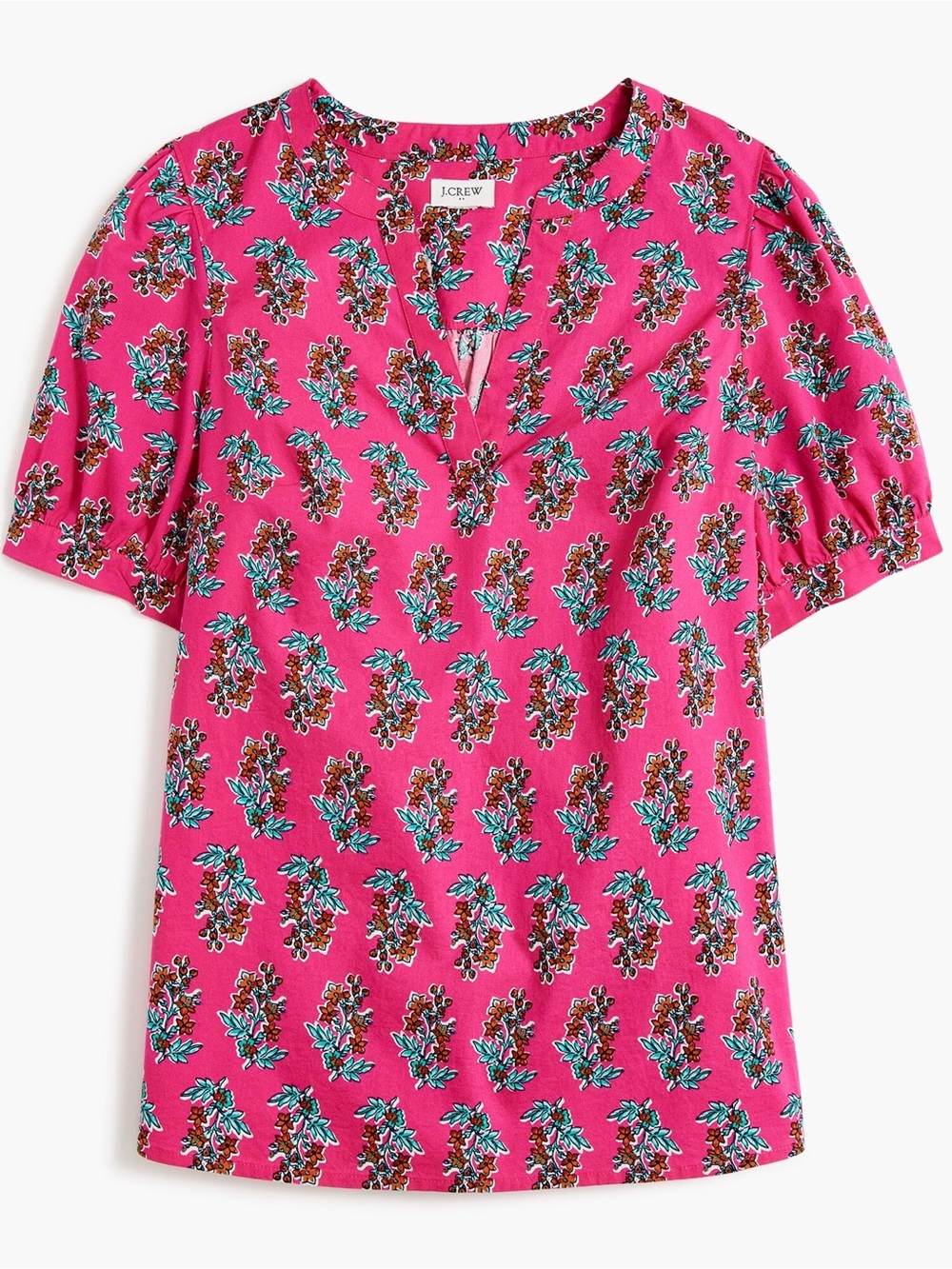 J. Crew Factory Women’s Printed Shortsleeve Poplin Top in Pink Floral S